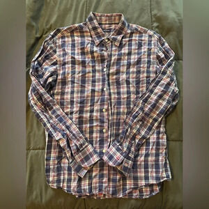 Untickit men’s cotton plaid button down shirt size large